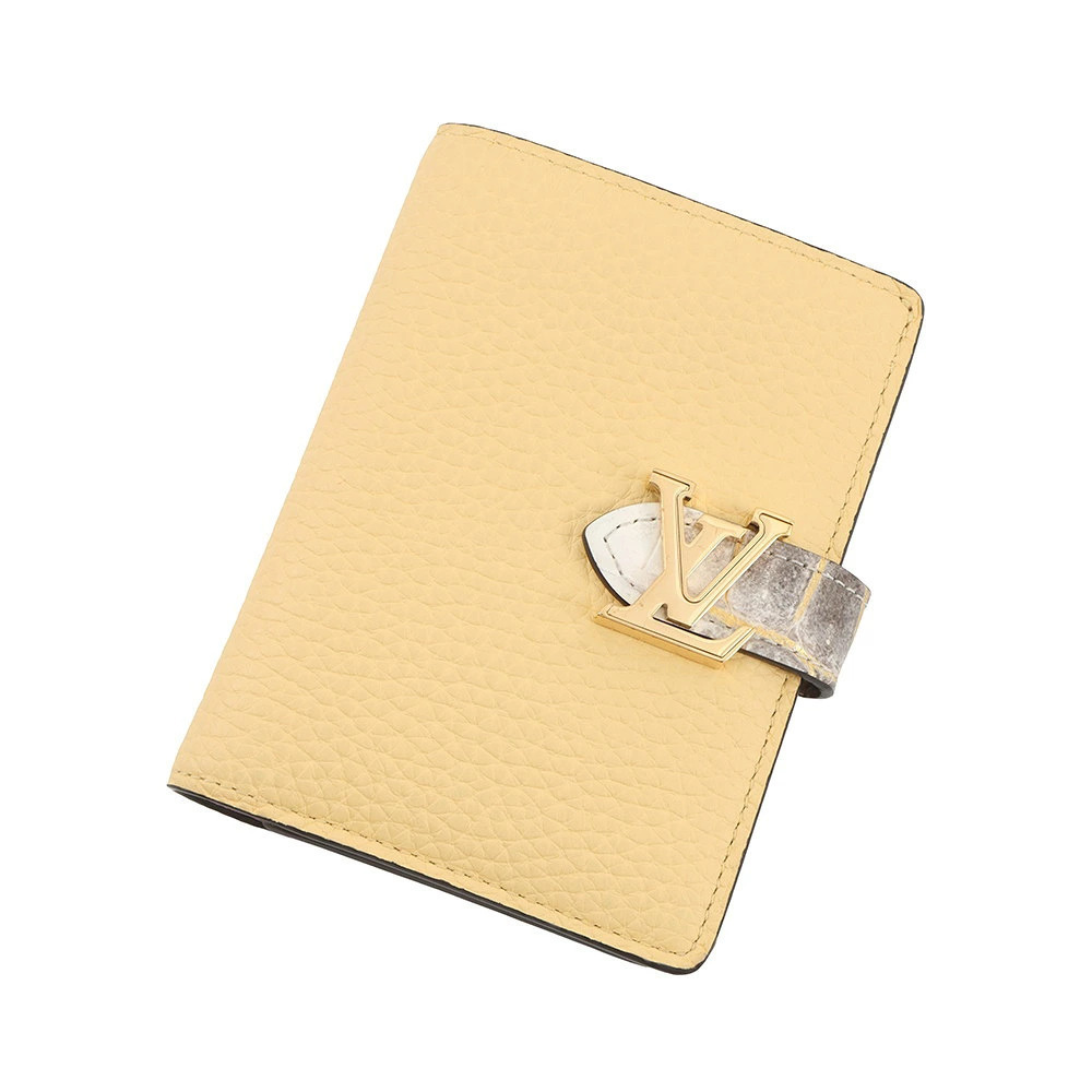 Louis Vuitton Bi fold Wallet LV Vertical Compact Taurillon Leather Crocodile